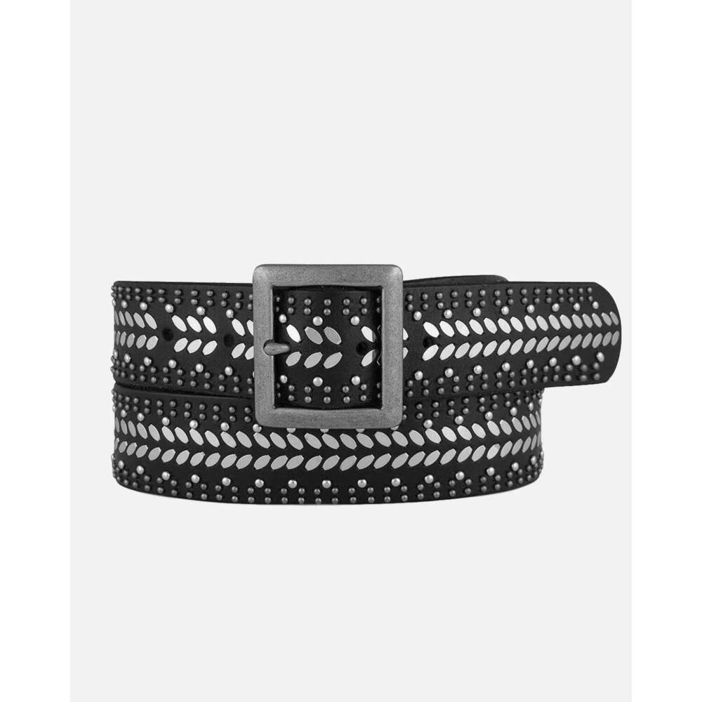 NEW AMSTERDAM HERITAGE women's ezra studded leather belt with square buckle in b